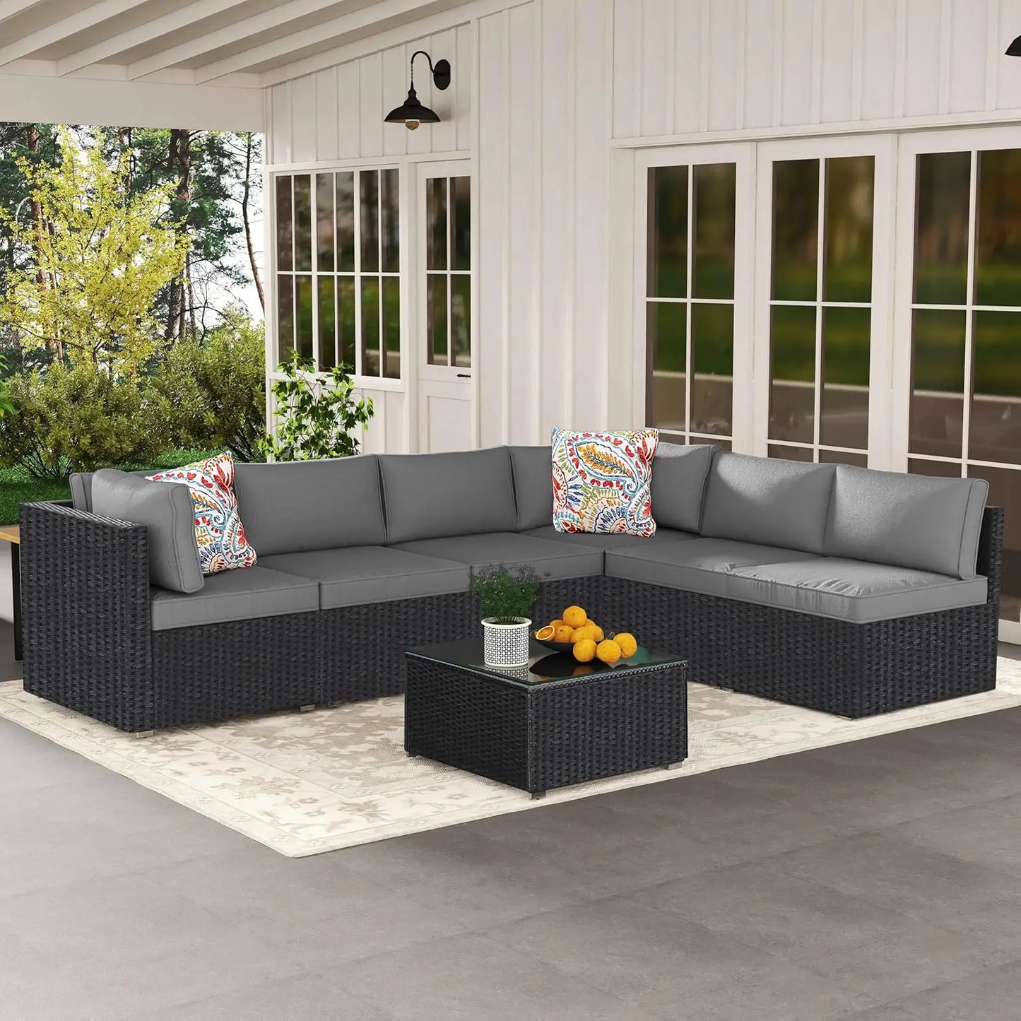 7 Piece Outdoor Patio Furniture Set Handwoven AllWeatherProofIndustrialGradeUltra Cushions