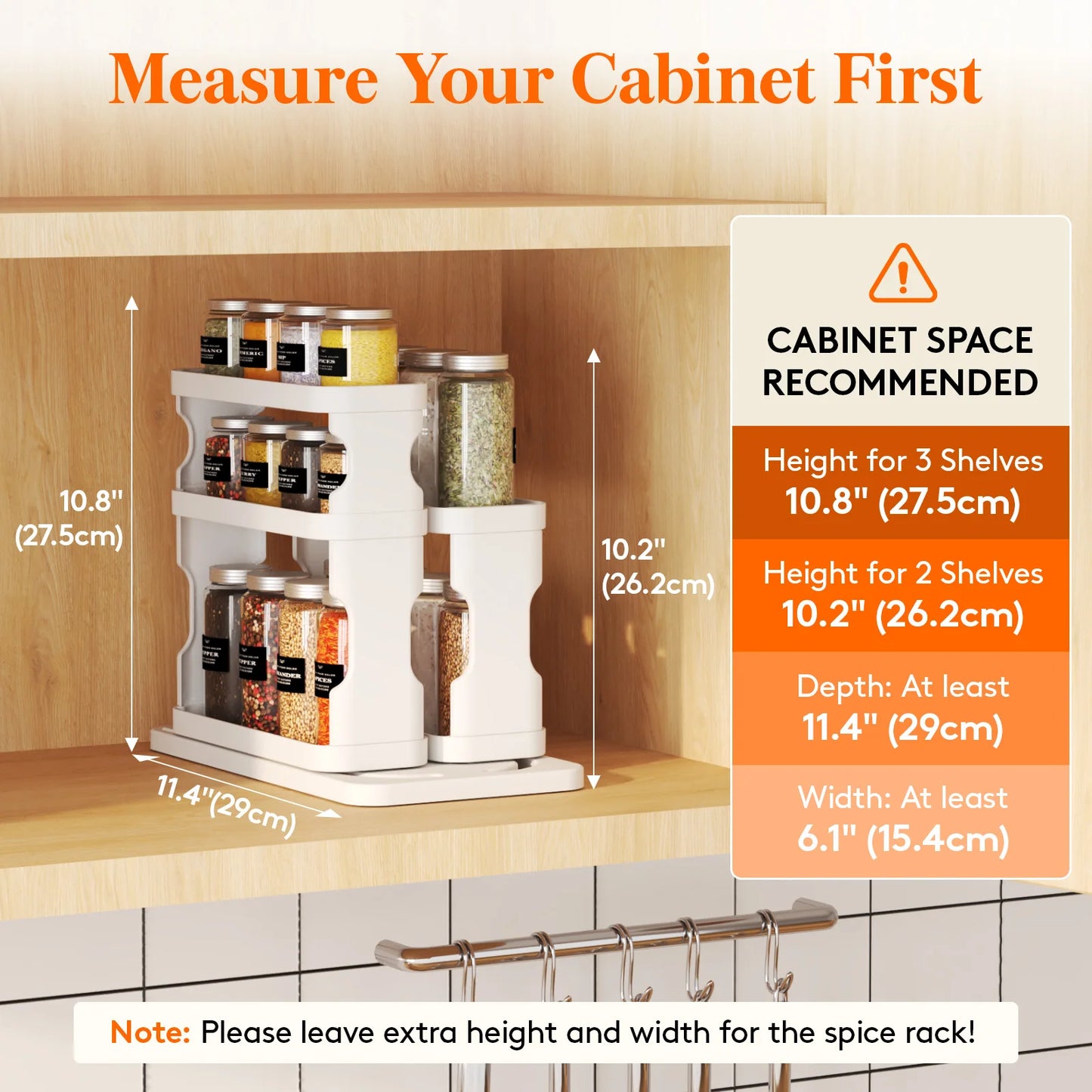 Lifewit 3-Tier Spice Rack Organizer For Cabinet With Slide Rotate