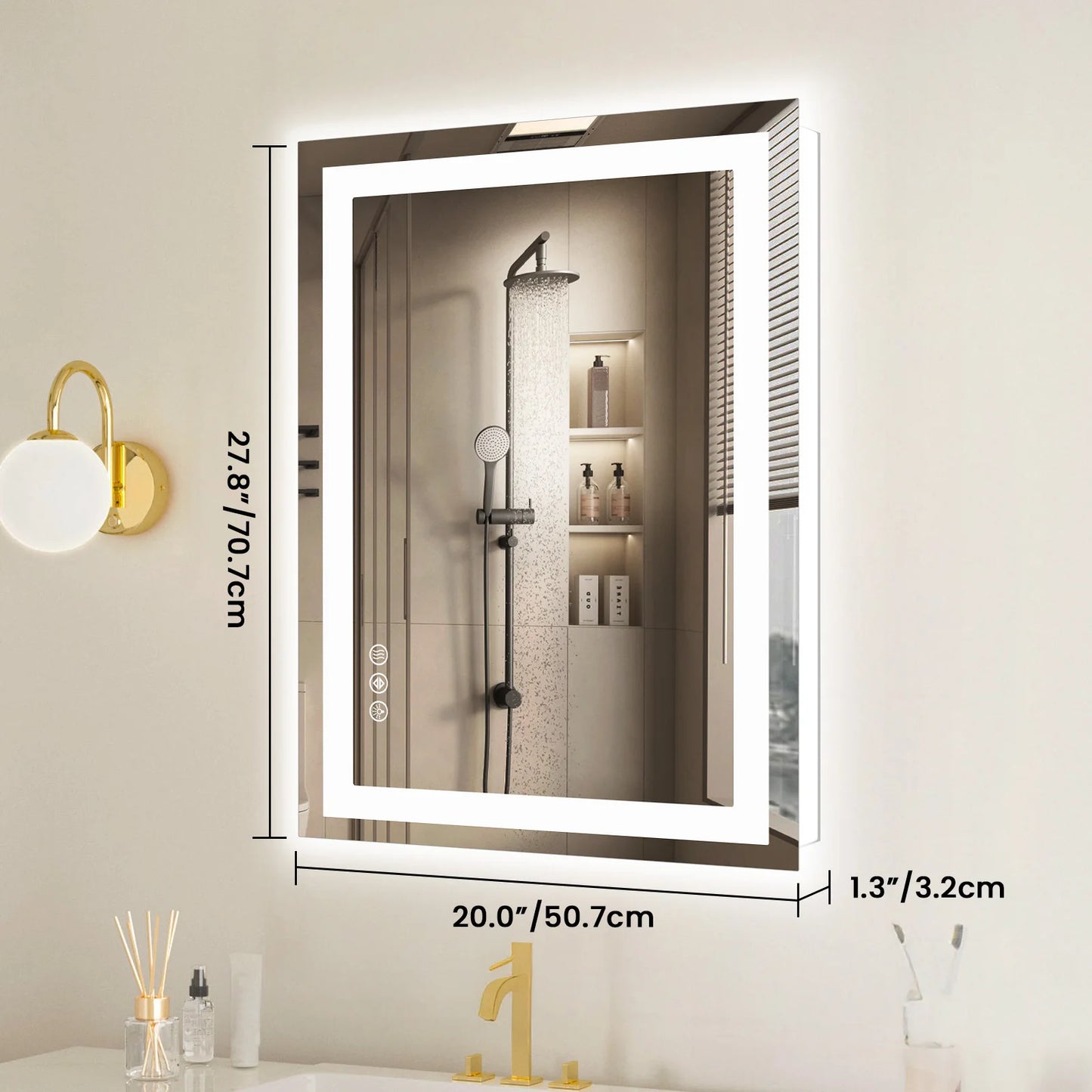 JHK LED Wall Mounted Bathroom Vanity Mirror With Memory Function