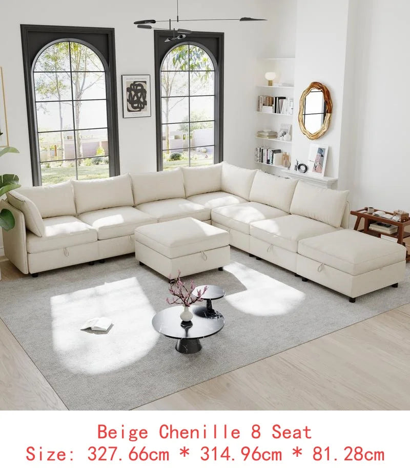 Modular Sectional Sofa Set With Storage For Living Room