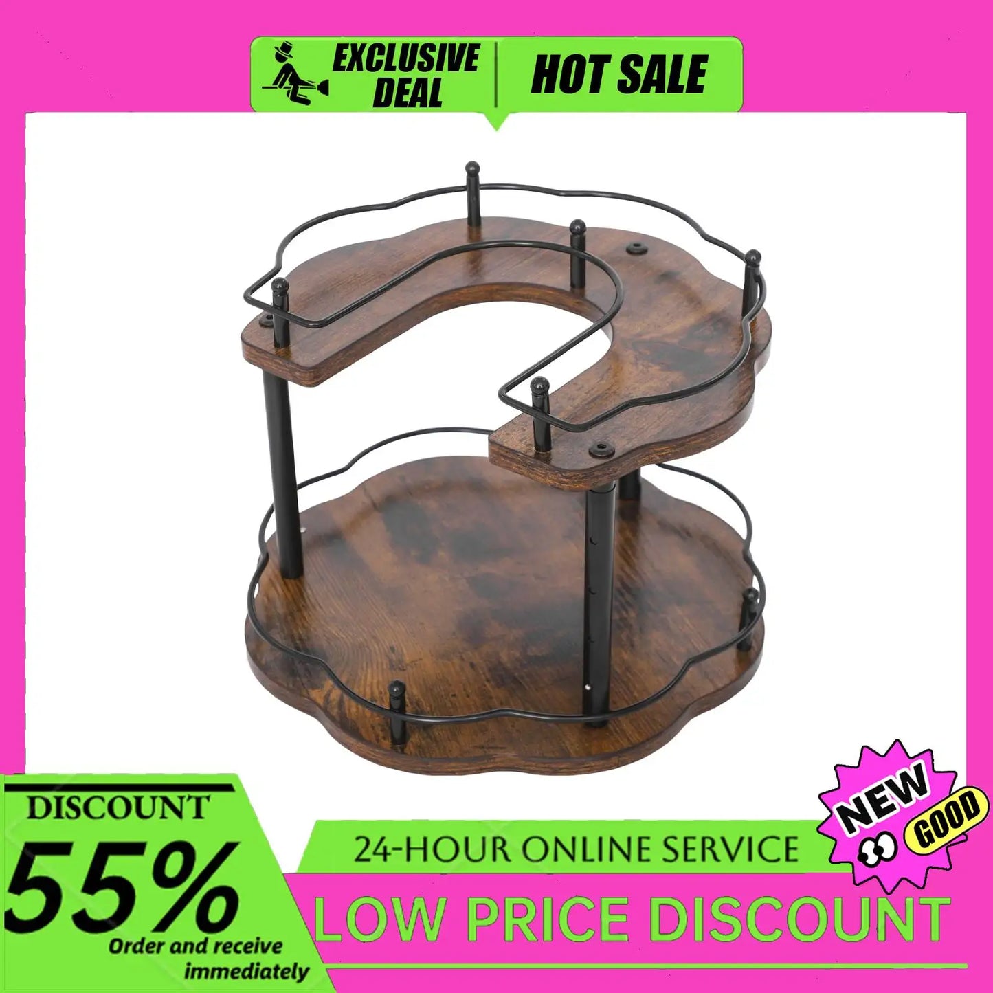 Retro 2 Tier Adjustable Spice Organizer Countertop Rack