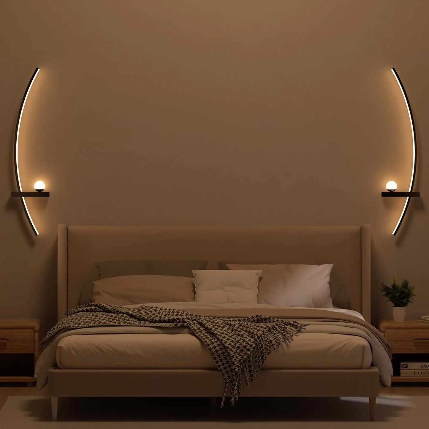 2 Pack Modern Arc LED Wall Lamp With Adjustable Arm For Indoor Bedroom Use Warm White 3000K