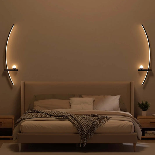 2 Pack Modern Arc LED Wall Lamp With Adjustable Arm For Indoor Bedroom Use Warm White 3000K