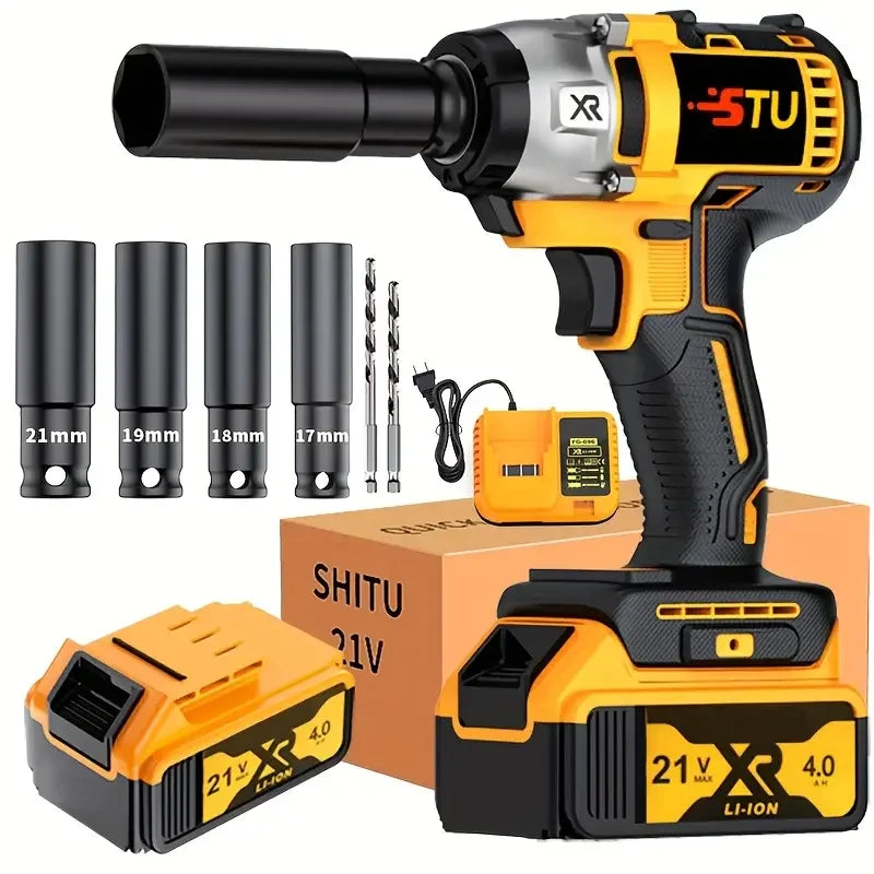 21V Wireless Impact Wrench High Torque 4000mAh Battery Rechargeable