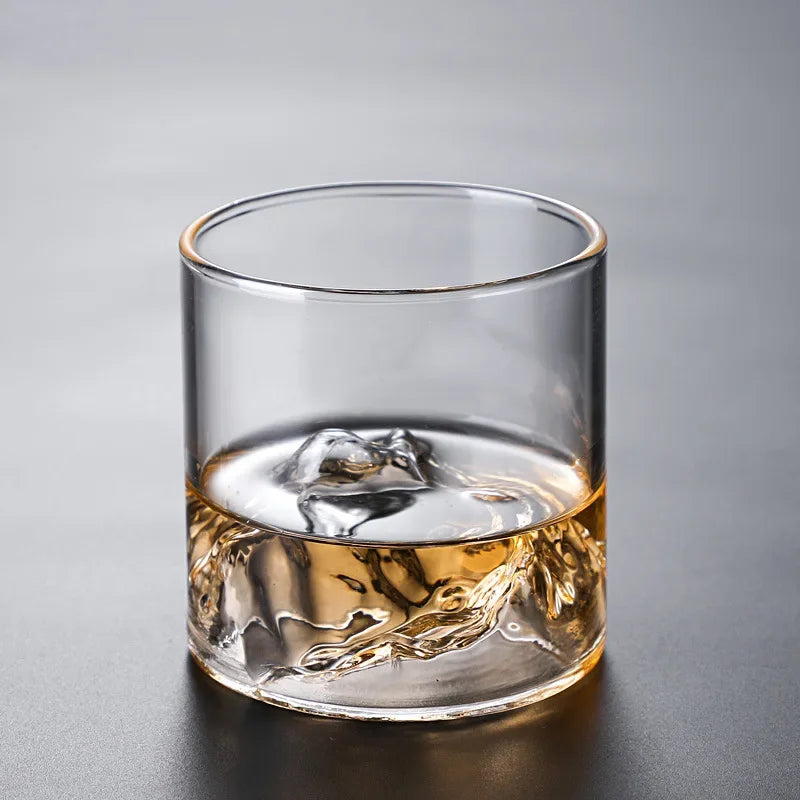 NONEDrinkware Glass Mountain Viewing Cup Mount Fuji Novelty Whiskey Cup
