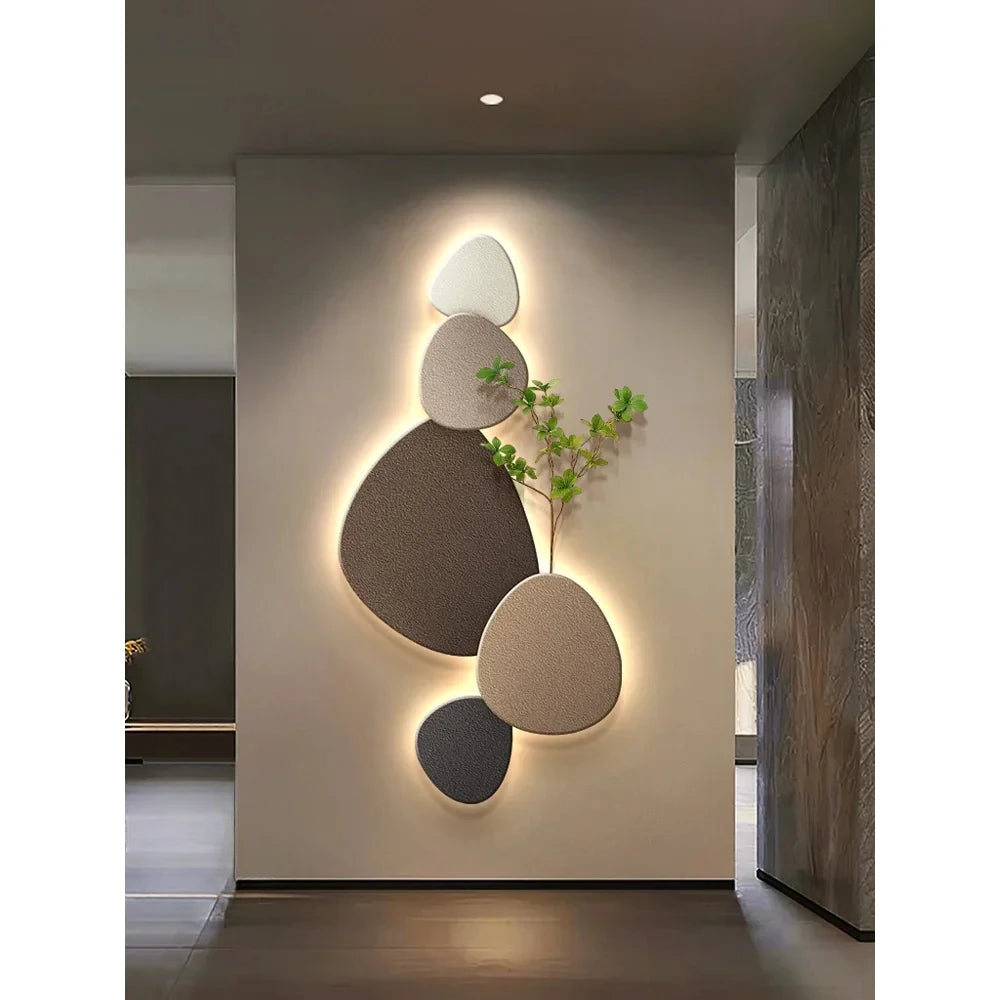 Decorative Wall Lamp And Plant Wall Art