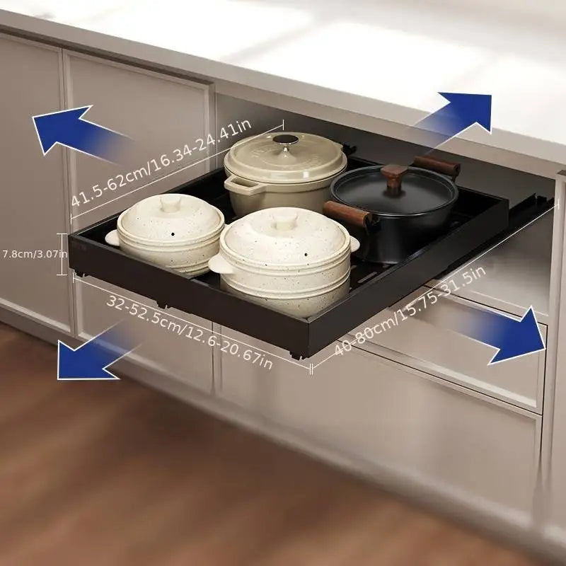 Pull Out Tray Organizer Kitchen Storage Rack Cabinet Expandable Under Sink Spice Boxes Silent Slide Drawer Style Bowl Dish Shelf