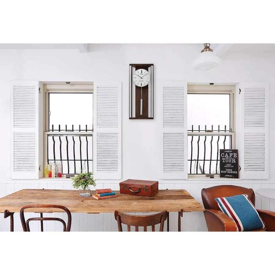 Elegant Modern Wall Clock With Pendulum And Dual Chimes