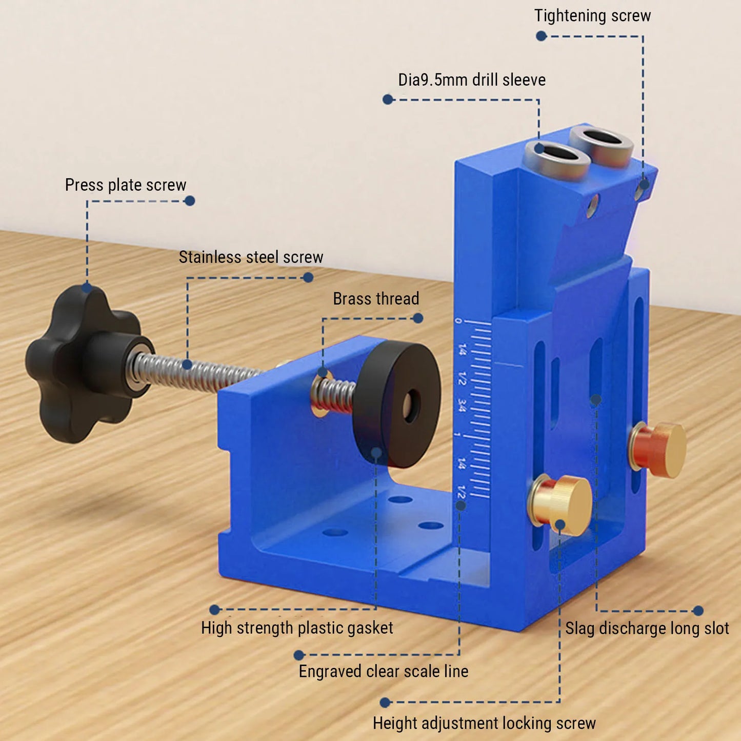 Pocket Hole Jig Kit 15 Degree Drill Guide For Woodworking