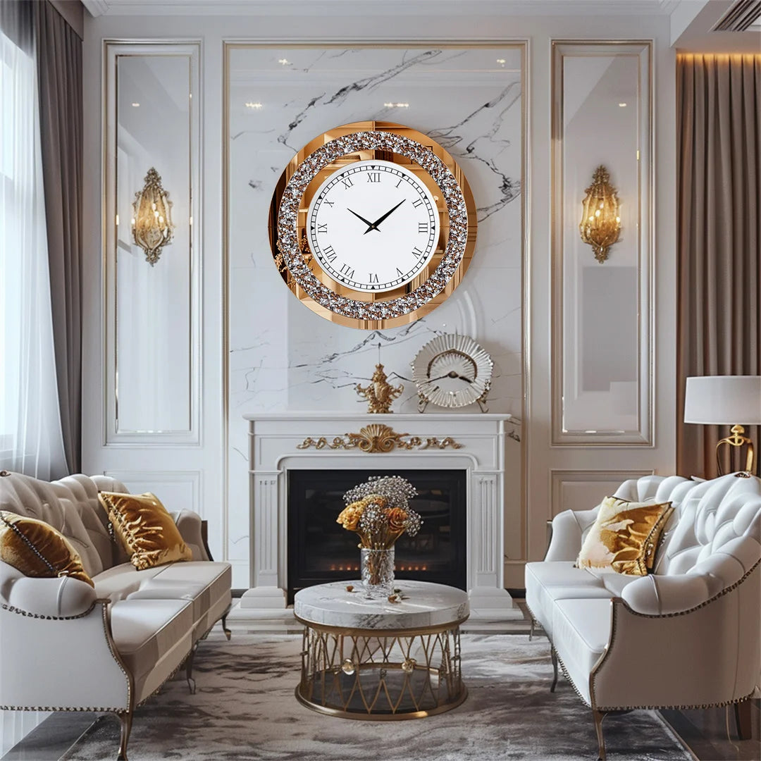 LUVODI 3D Diamond Crystal Wall Clock With Roman Numerals