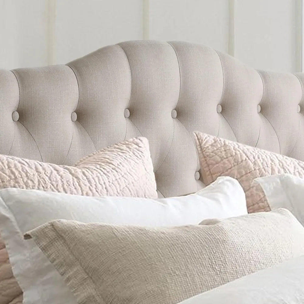 Rosevera Givanna Adjustable Height Headboard Linen Upholstery Button Tufting