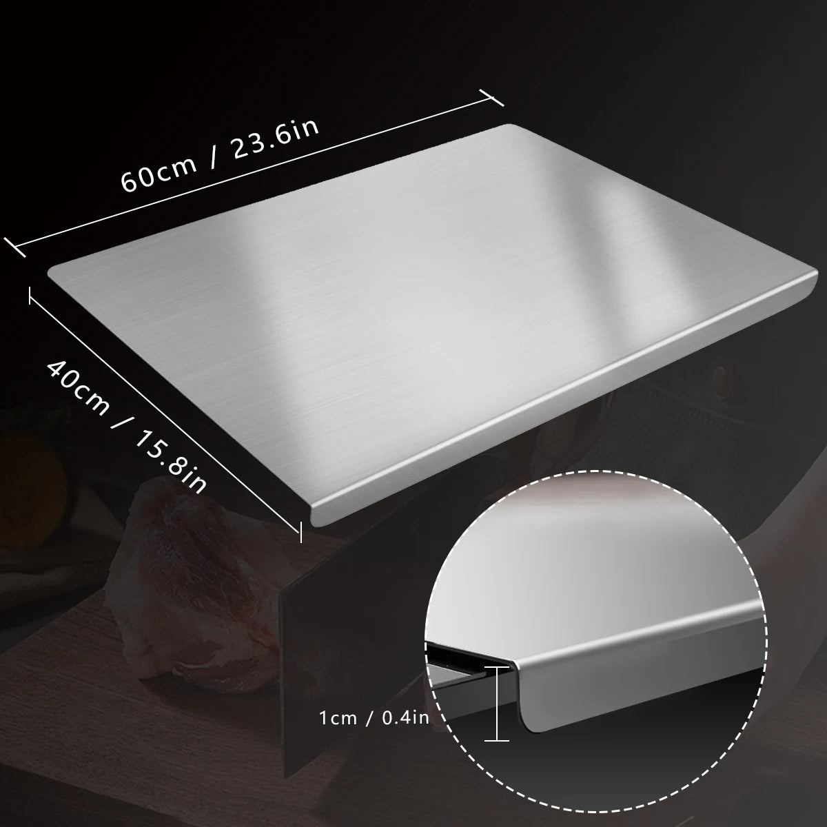 304 Stainless Steel Cutting Board Rolling Kitchen Prep Surface