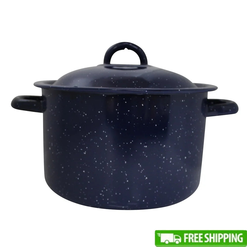 Enamel Stock Pot With Double Handles Oven Safe Durable Steel
