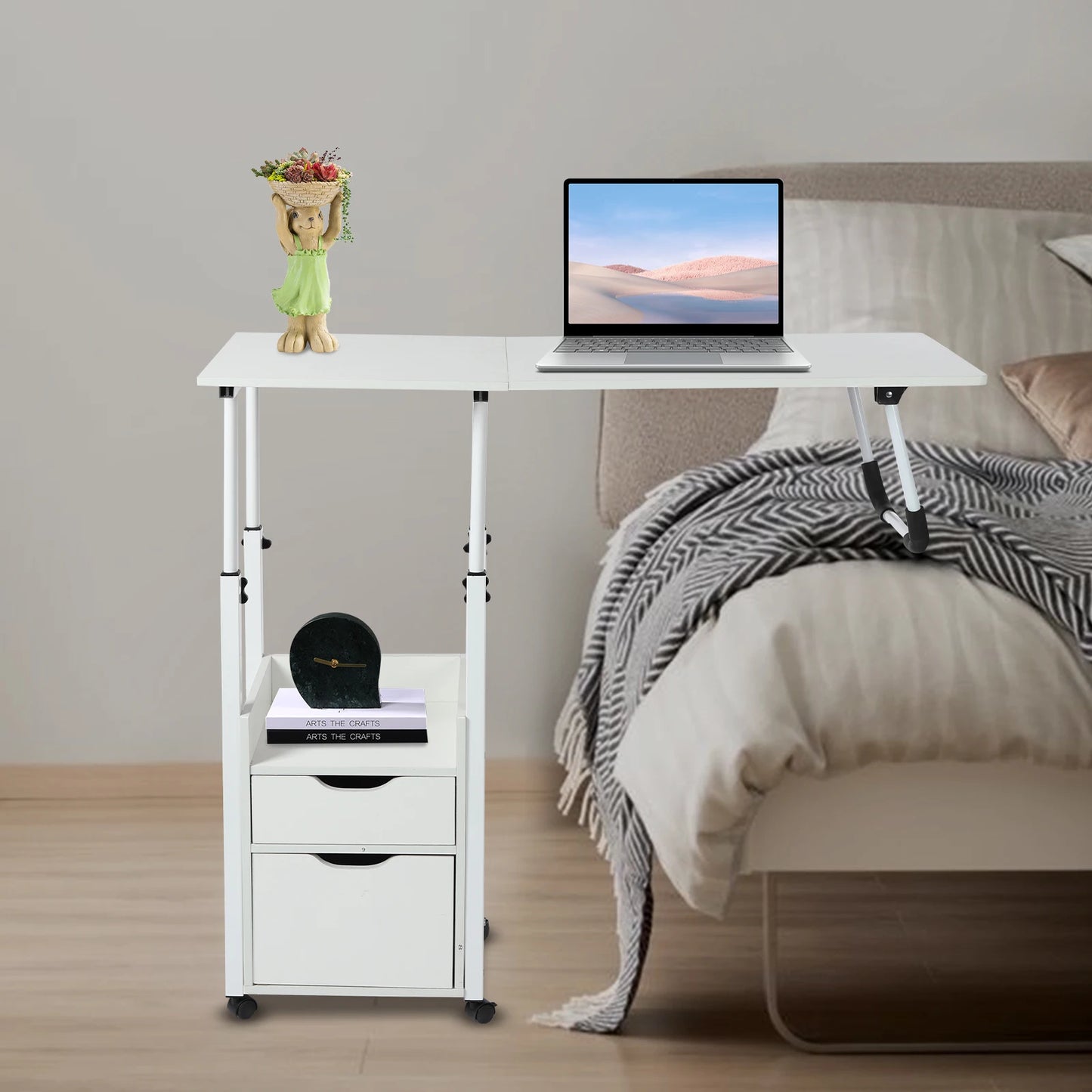 Bymaocar Adjustable Movable Bedside Table Overbed Desk