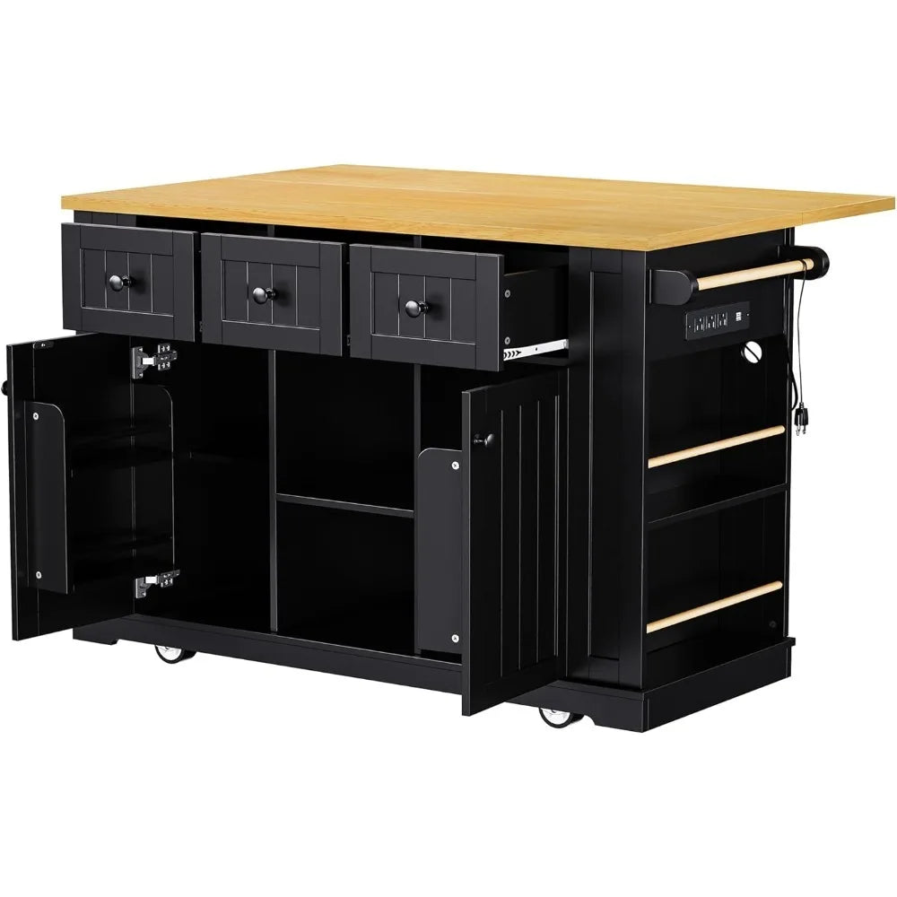 Kitchen Island With Storage On Wheels And Door Racks