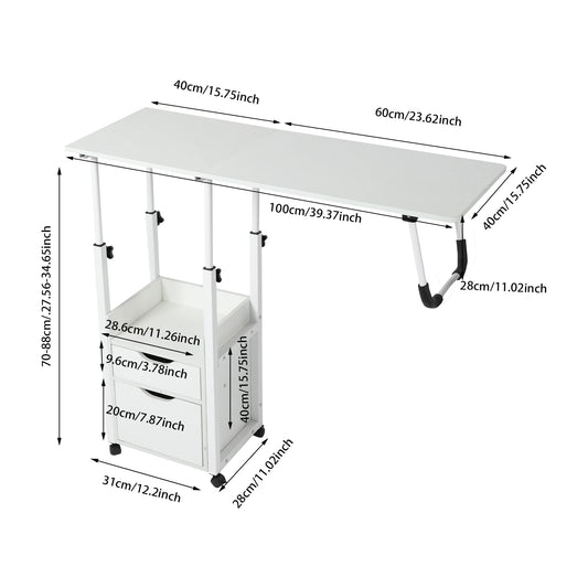 Bymaocar Adjustable Movable Bedside Table Overbed Desk