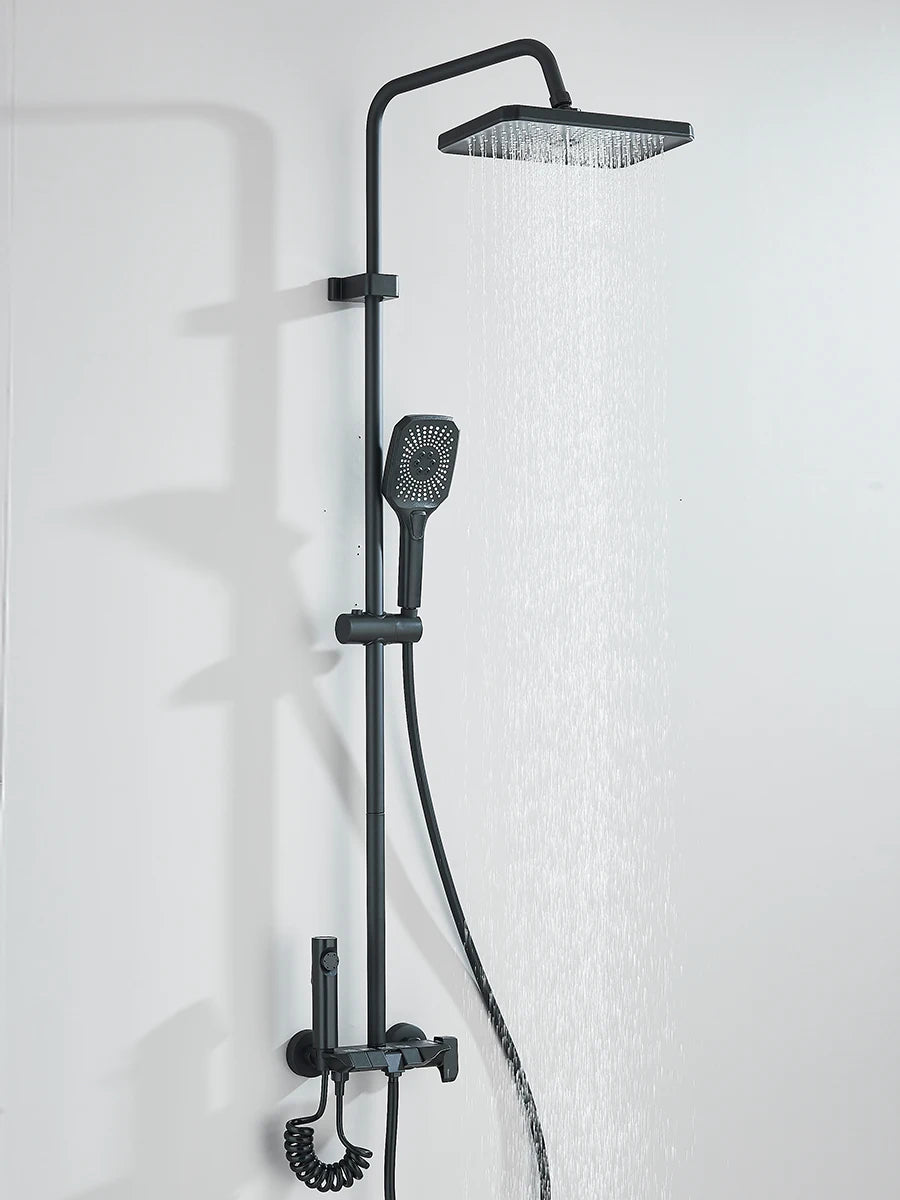Quyanre 4 Way Piano Shower System With Rain Shower Bidet Faucet Hot Cold Water Mixer For Bathroom Kit