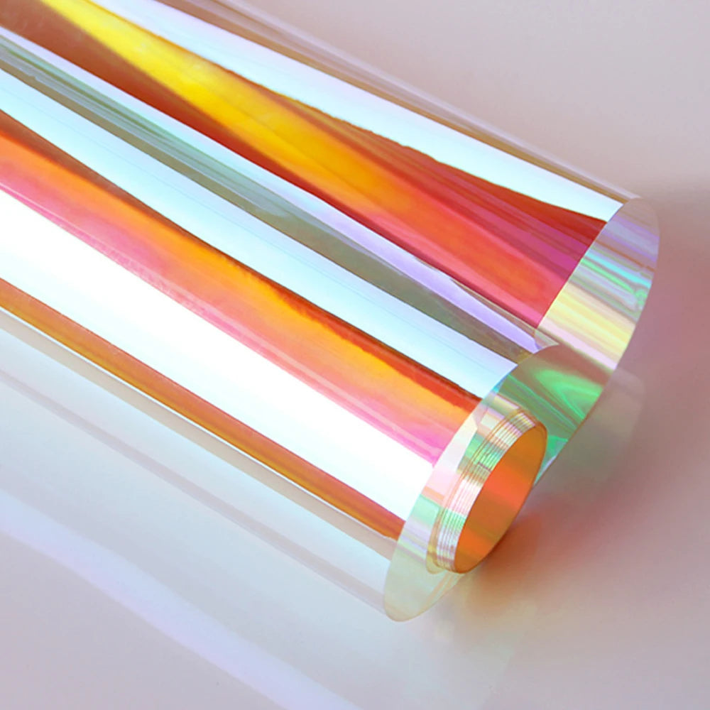 Holographic Window Film Iridescent Dichroic Vinyl Decorative Glass Sticker Self-Adhesive