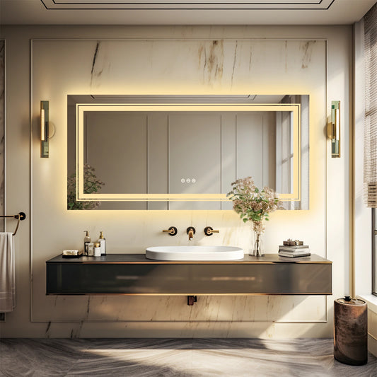 BORWART Illuminated Rectangular Bathroom Mirror Fogless