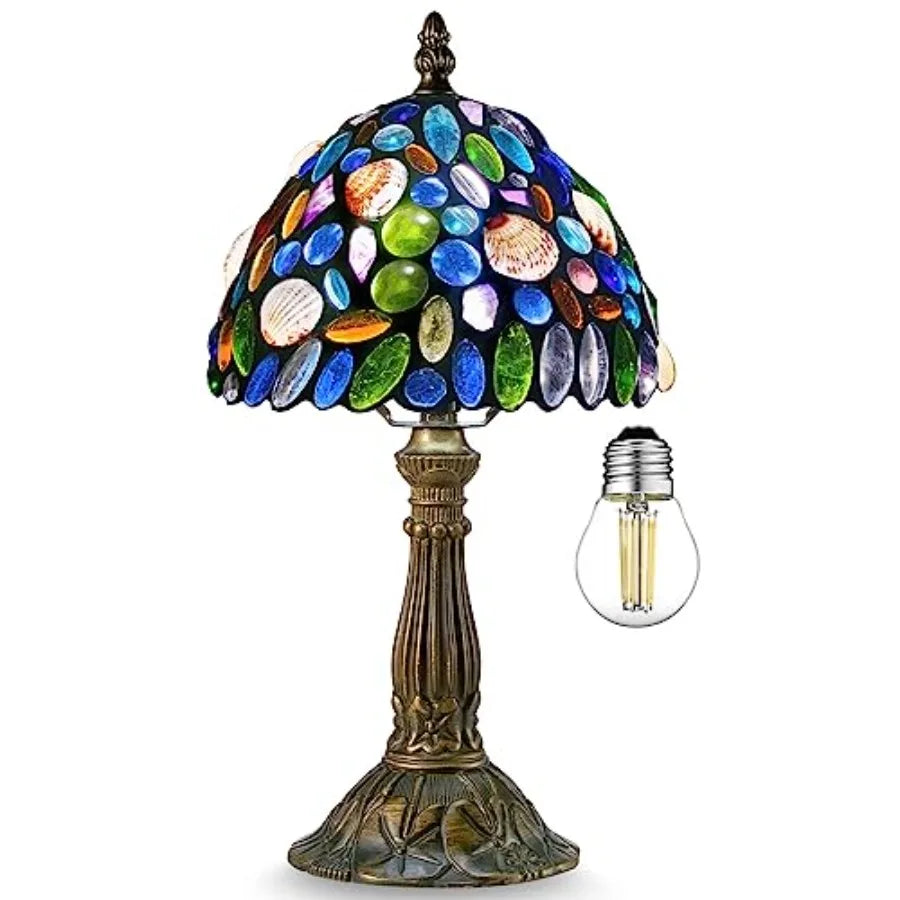 Tiffany Style Stained Glass Table Lamp With Adjustable Brightness