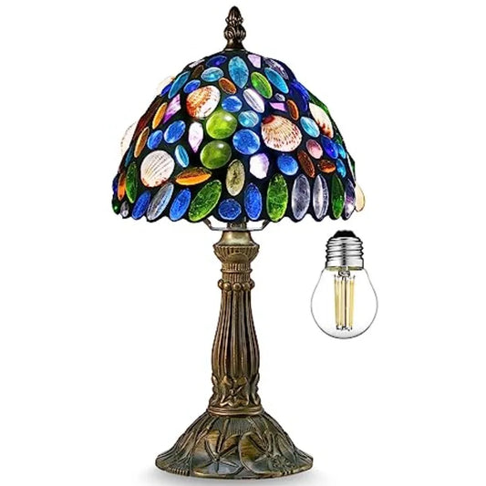 Tiffany Style Stained Glass Table Lamp With Adjustable Brightness