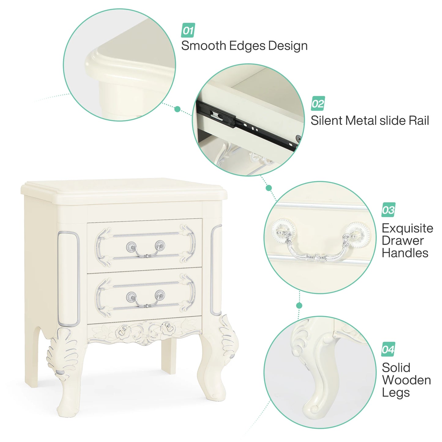 Tribesigns Nightstand End Table With 2 Drawers For Bedroom