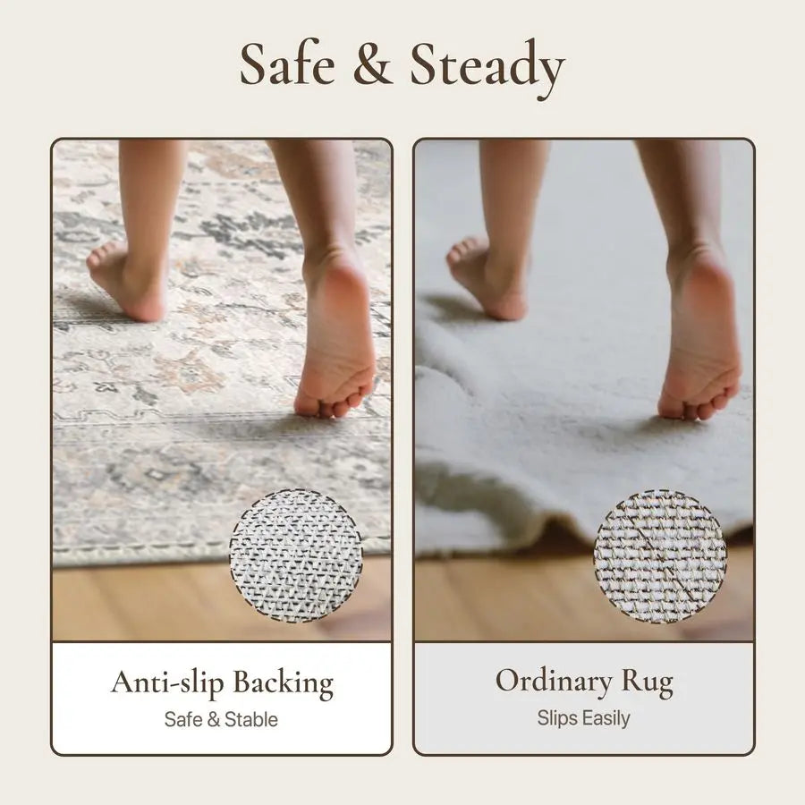 Vintage Chenille Area Rugs Machine Washable Non Slip Living Room