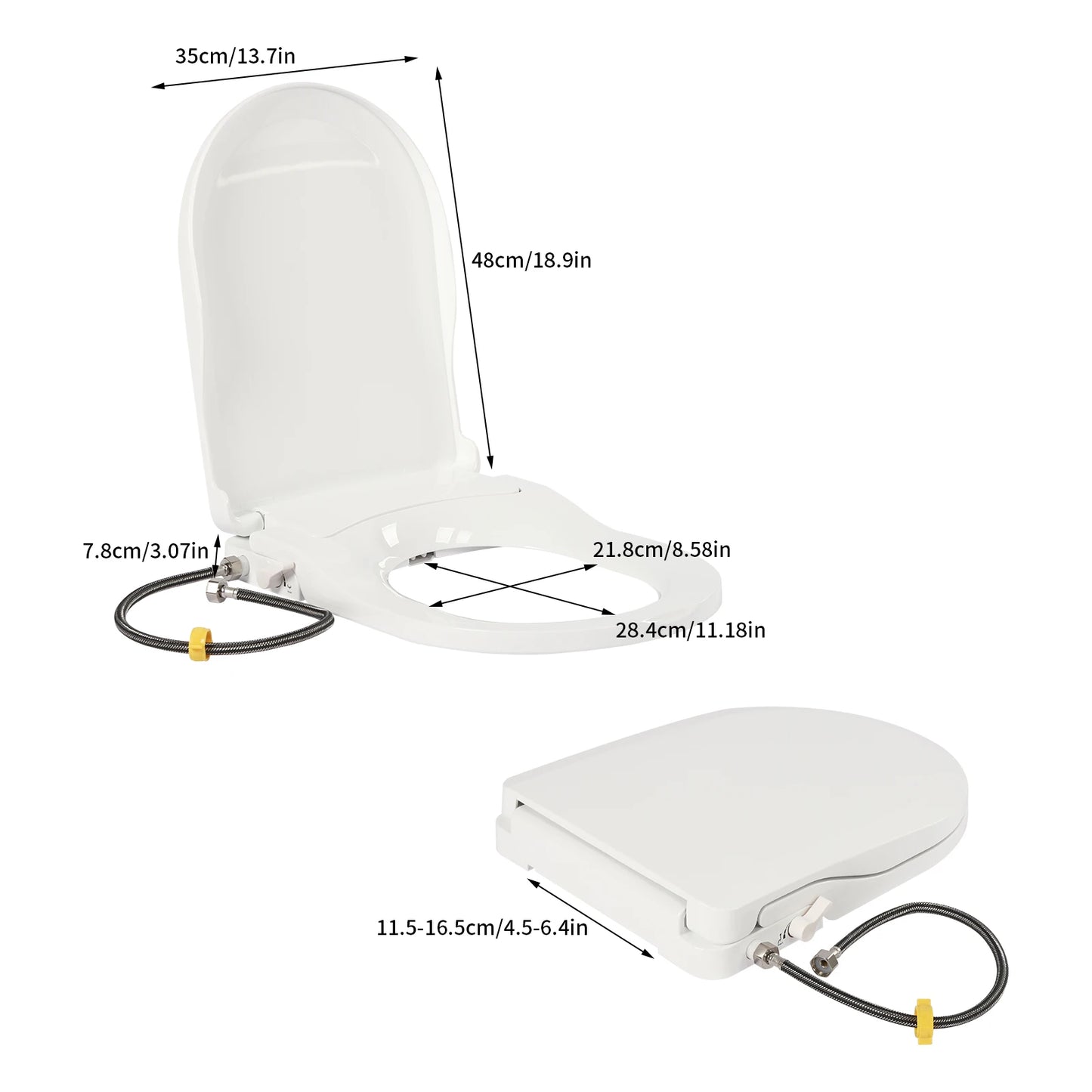 Non Electric Bidet Toilet Seat With Dual Nozzles For Elongated Toilets And Clean Hose