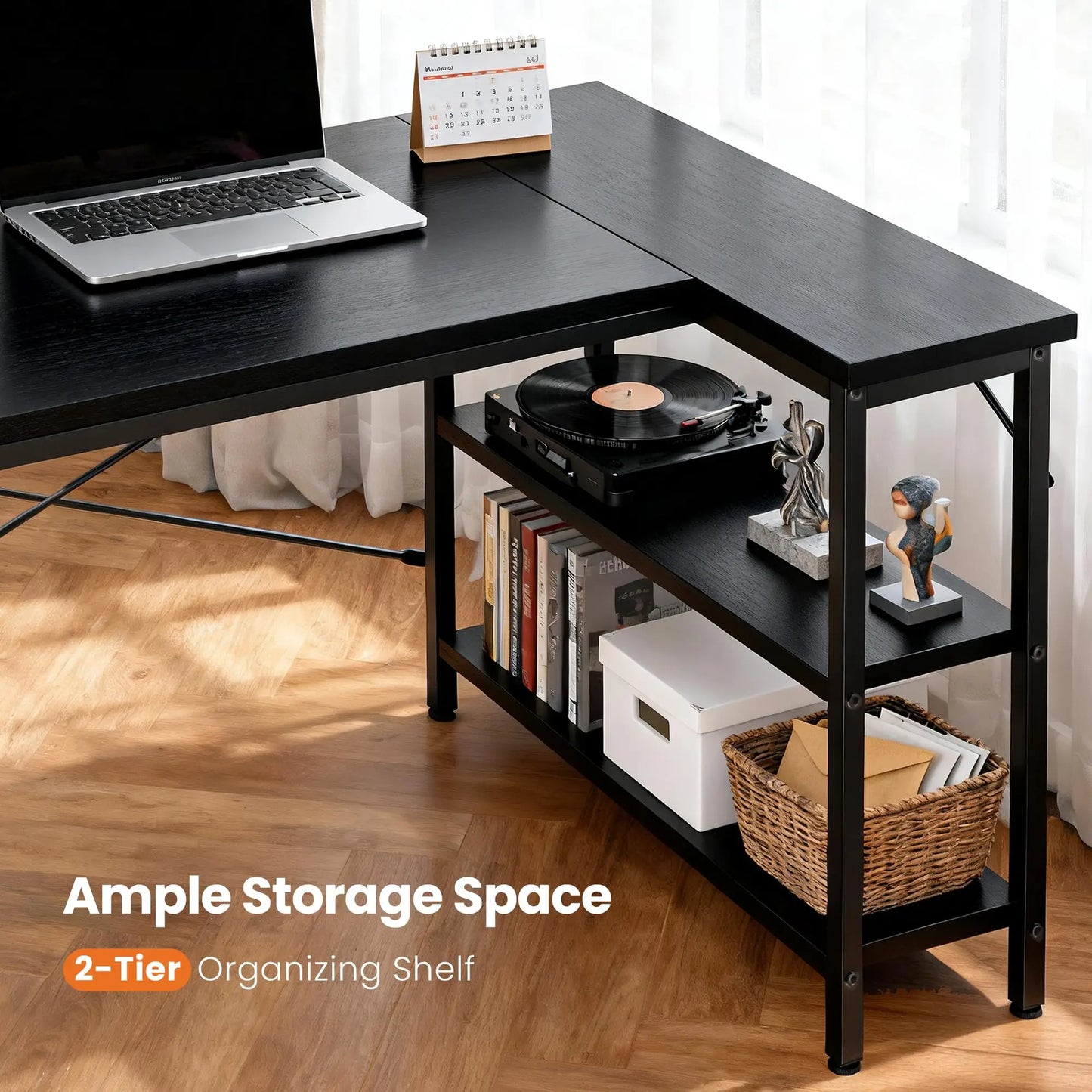 JHK L Shaped Desk With Reversible Storage Shelves Office