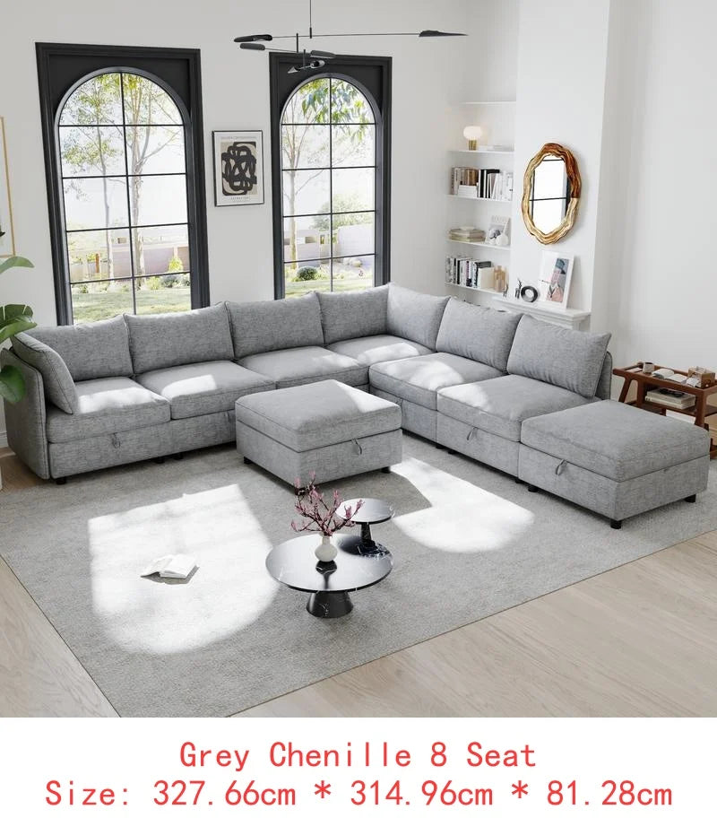 Modular Sectional Sofa Set With Storage For Living Room