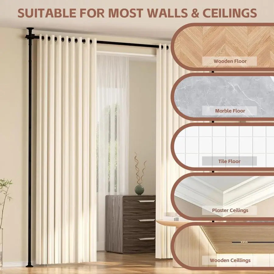 No Drill Divider Curtain Rod For Room Separation Adjustable Portable