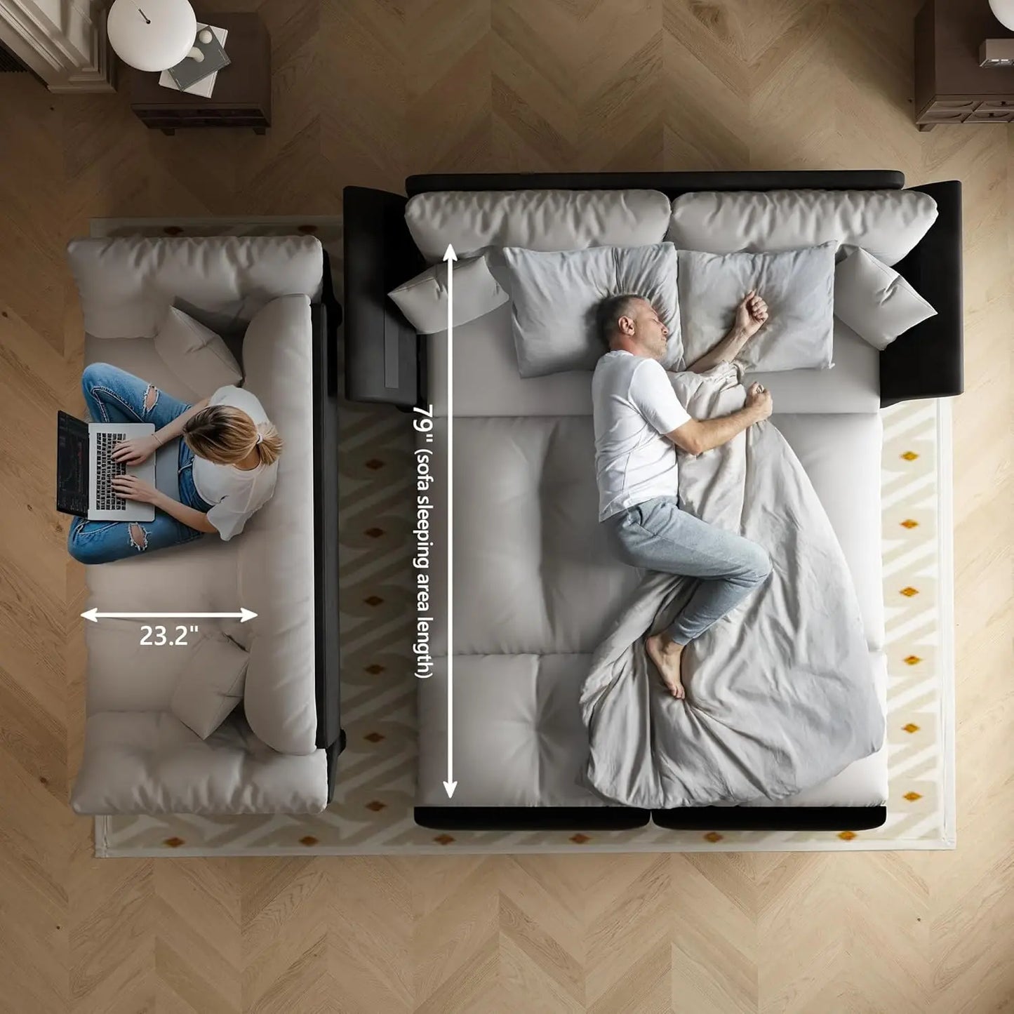 Velvet Pull Out Sofa Bed Futon Living Room Office RV