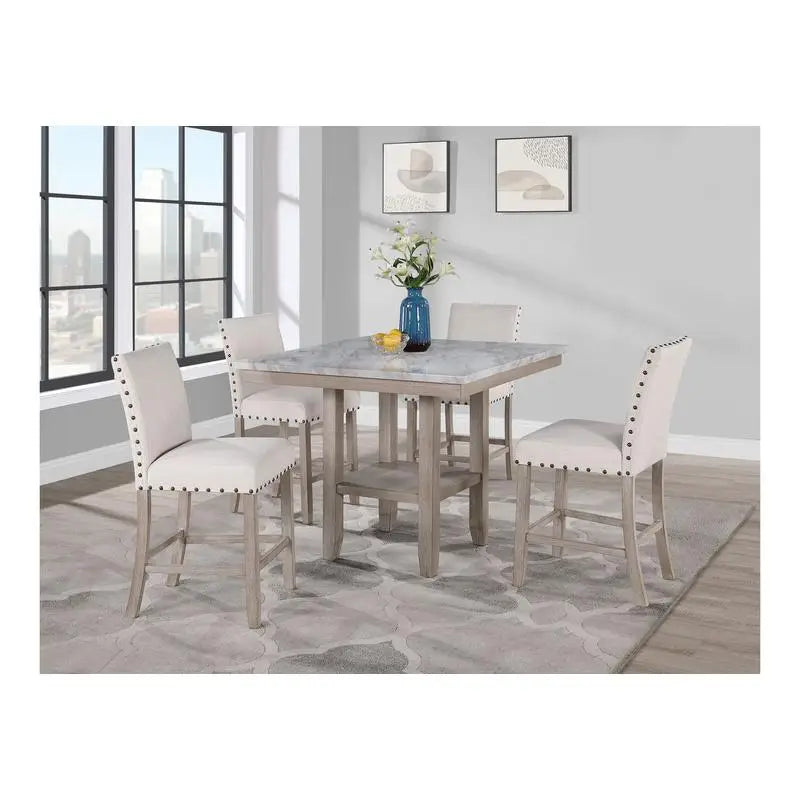 Natural Bar Table and Stools Set for Home and Pub Dining