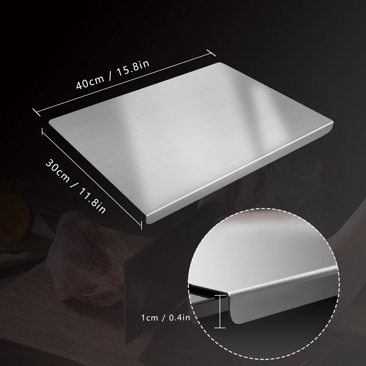 304 Stainless Steel Cutting Board Rolling Kitchen Prep Surface