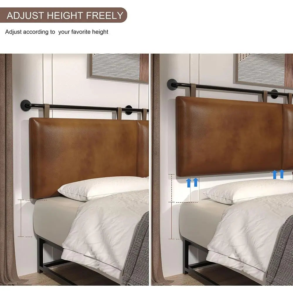 DAFIFY Wall Mount PU Leather Headboard With Industrial Pipe