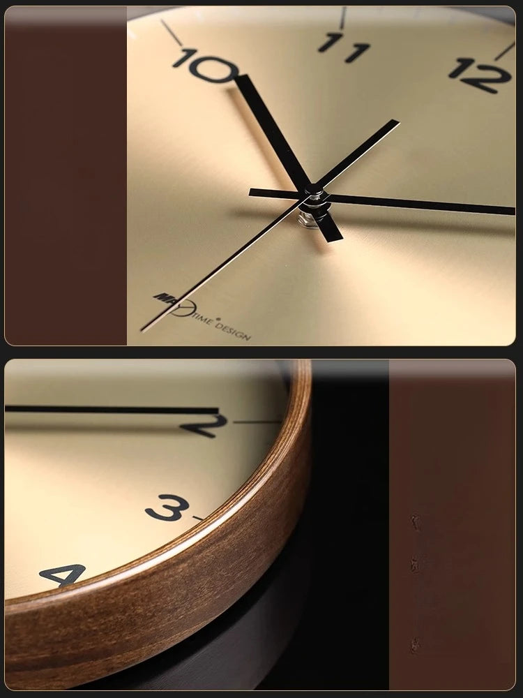 Solid Wood Modern Luxury Wall Clock For Living Room Decor