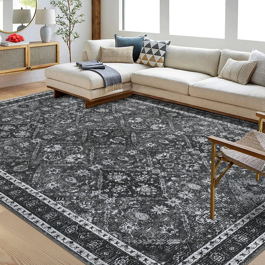 NONECN Moroccan Trellis Living Room Rug Non Slip Machine Washable