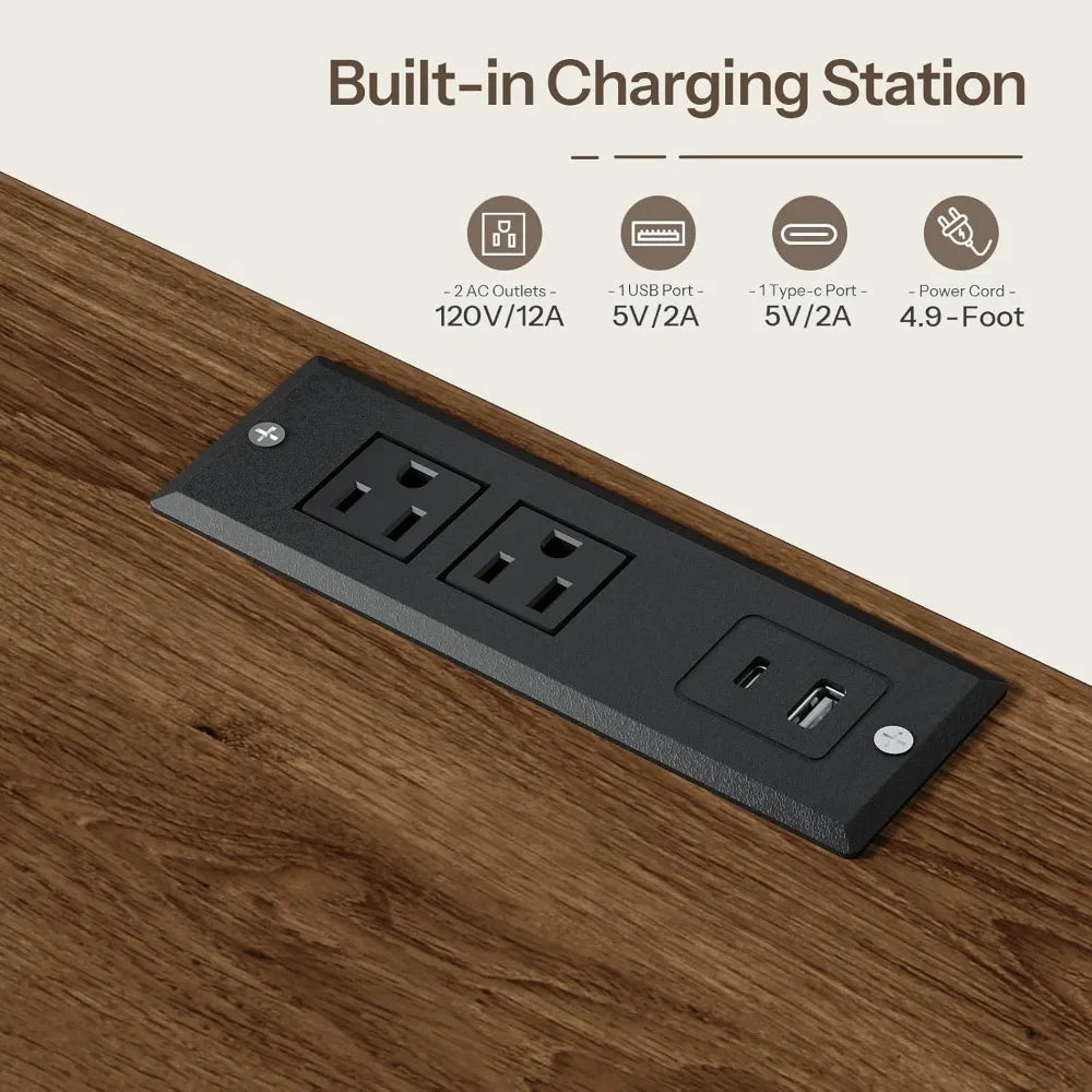 MKDK Headboard With Bookcase USB Charging LED Lights Storage