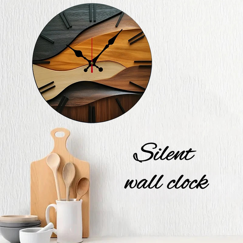 Nordic Style Wooden Round Silent Hanging Wall Clock