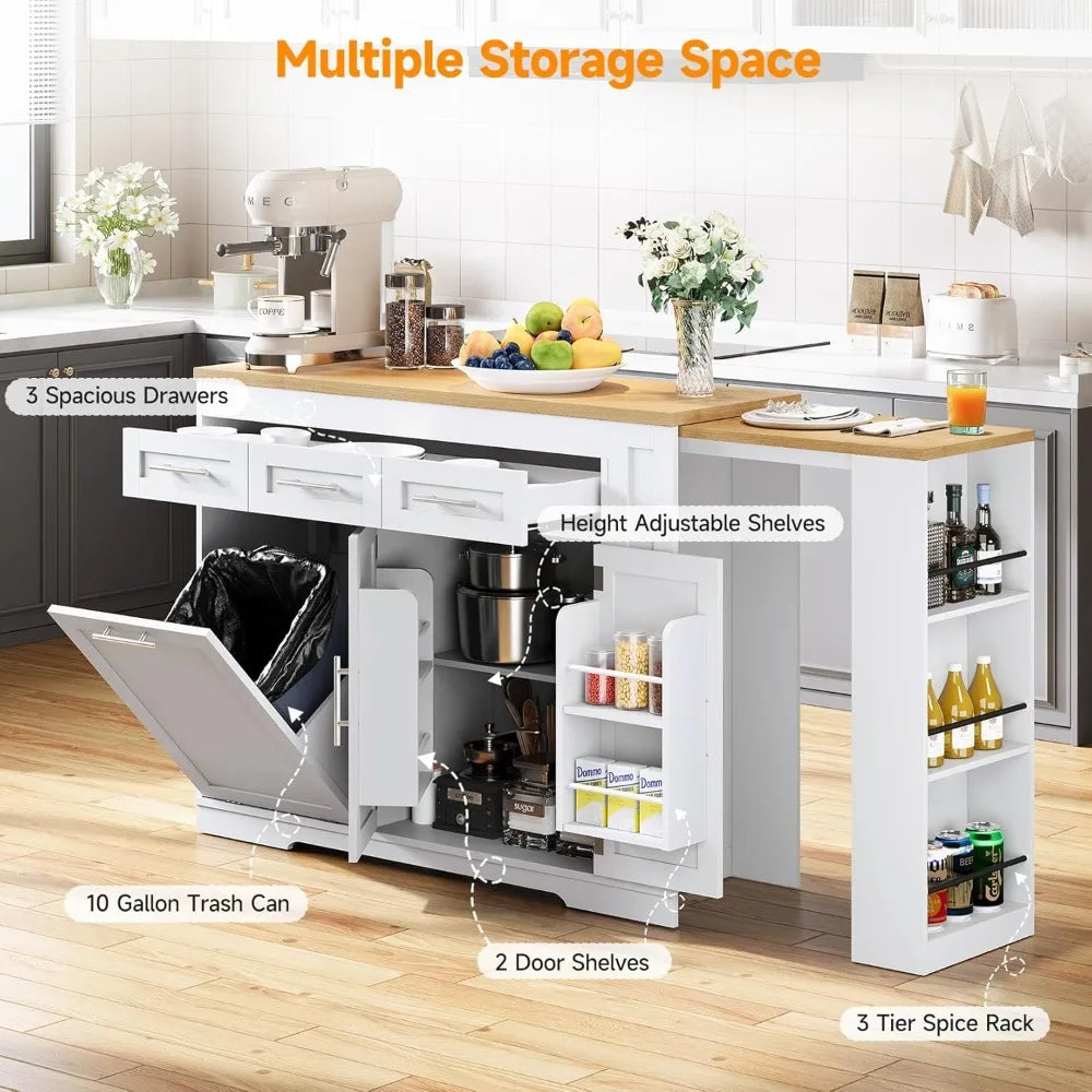RBXC Concho Kitchen Island With Expandable Dining Table