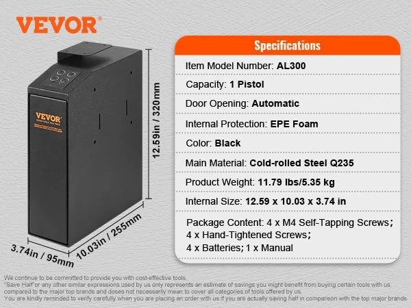 VEVOR Gun Safe Biometric 3-Way Quick Access Pistol Case