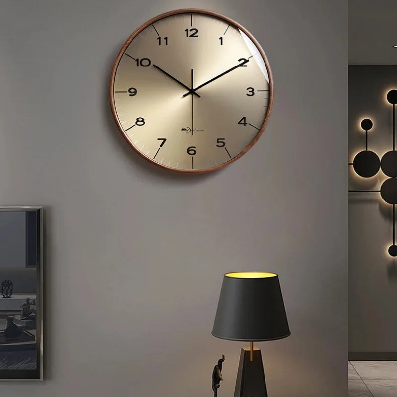 Solid Wood Modern Luxury Wall Clock For Living Room Decor