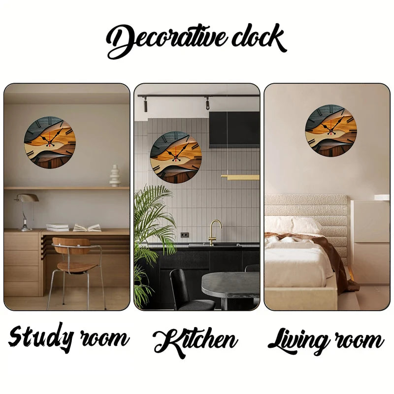 Nordic Style Wooden Round Silent Hanging Wall Clock