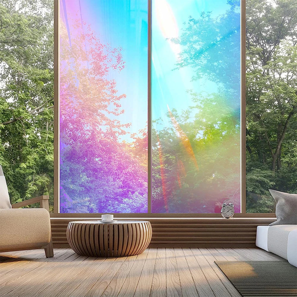Holographic Window Film Iridescent Dichroic Vinyl Decorative Glass Sticker Self-Adhesive