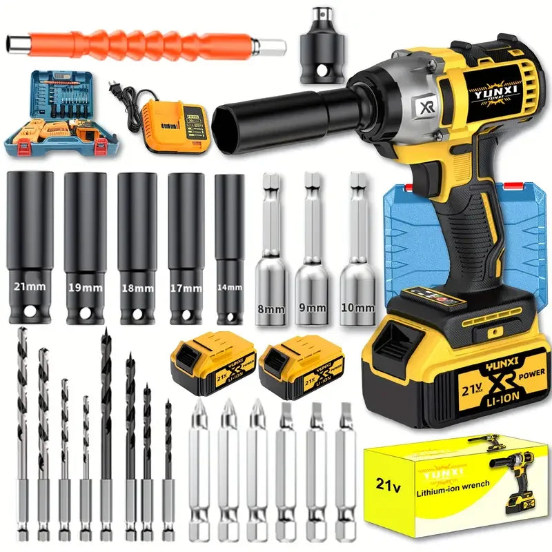 21V Wireless Impact Wrench High Torque 4000mAh Battery Rechargeable