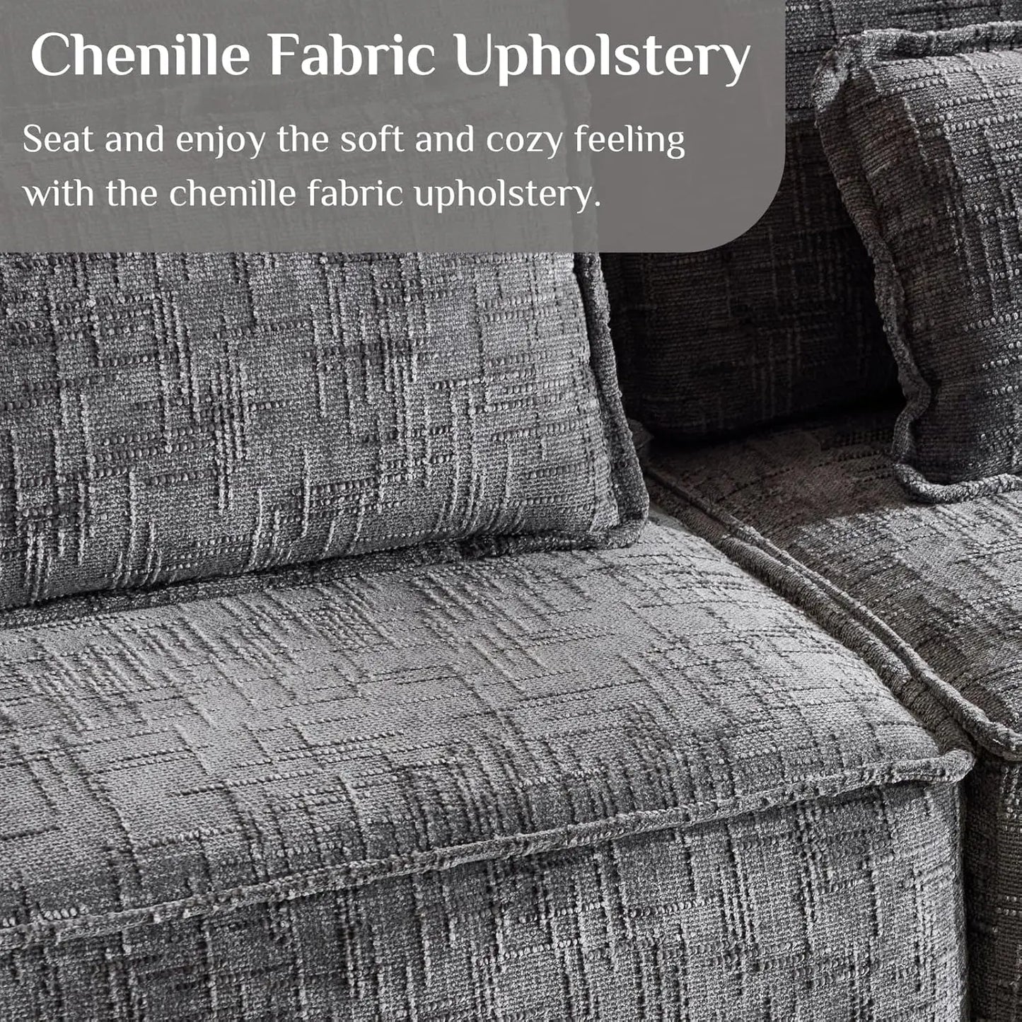 Cloud Sectional Sofa Set With Moveable Ottoman Modular L Shape Convertible Chenille