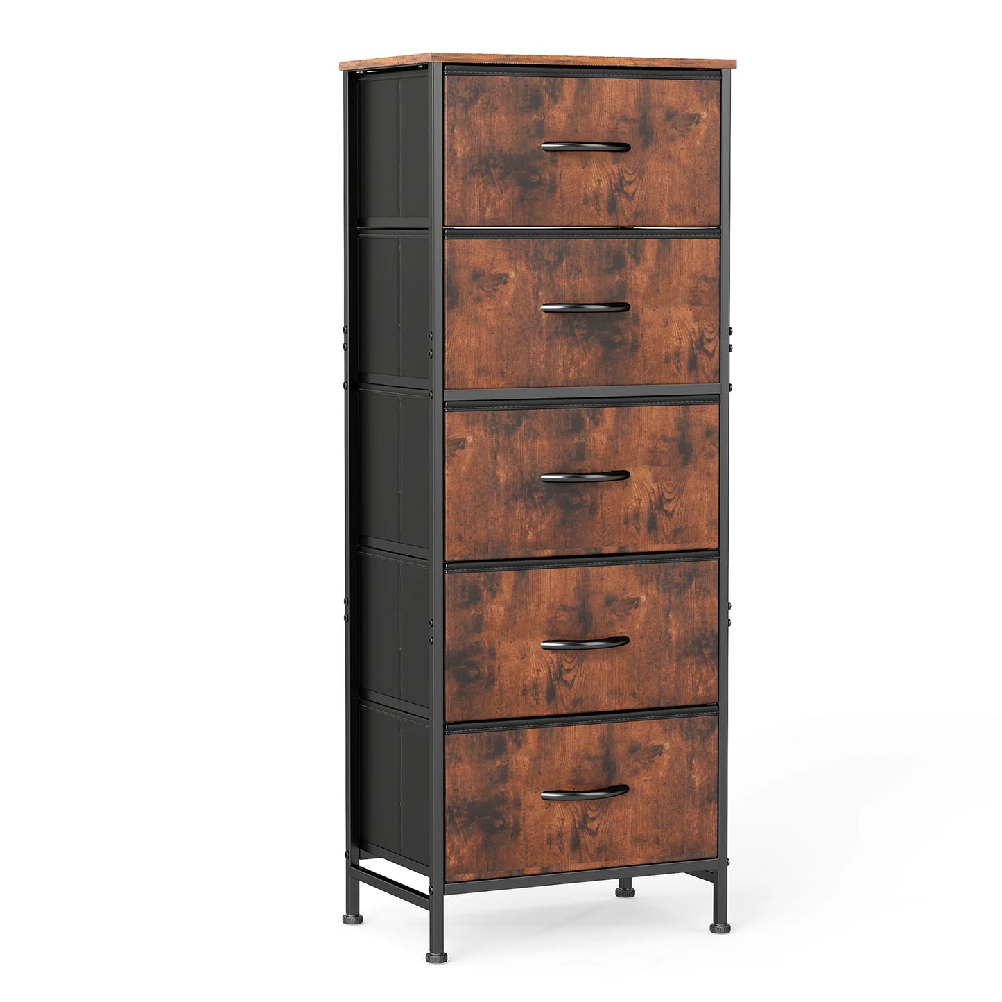 JHK Dresser With 5 Fabric Drawers For Bedroom Storage Cabinet