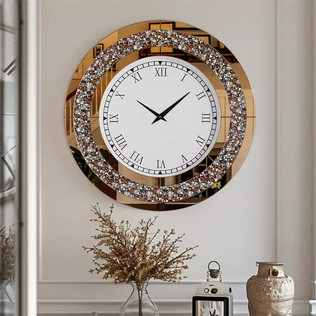 LUVODI 3D Diamond Crystal Wall Clock With Roman Numerals