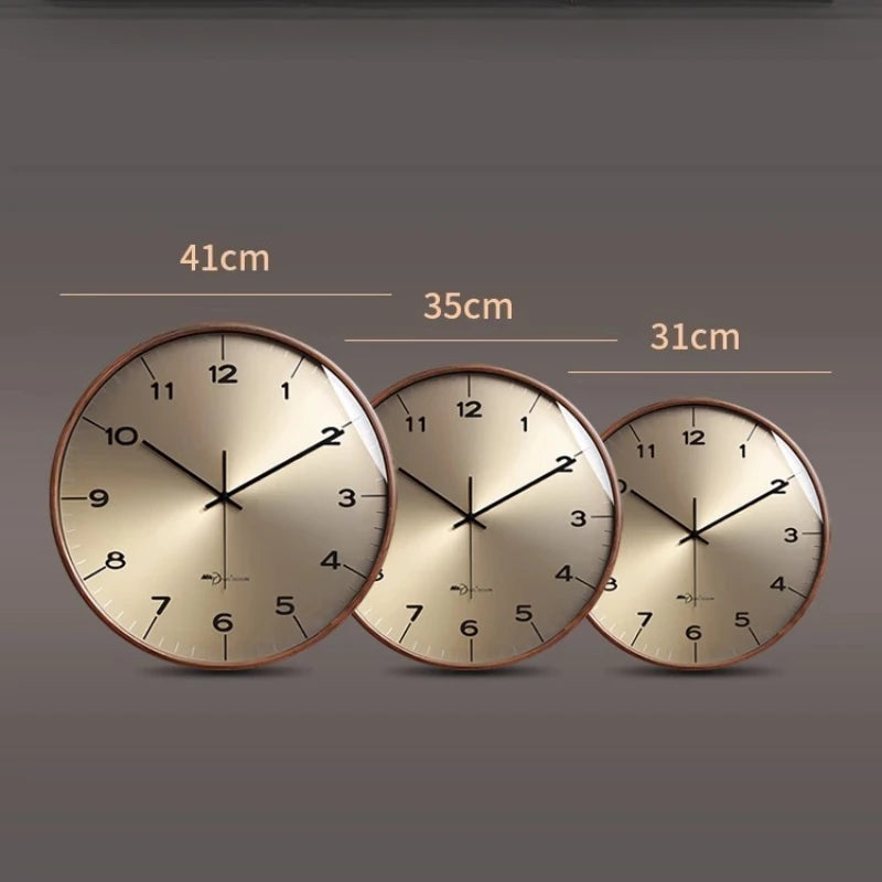 Solid Wood Modern Luxury Wall Clock For Living Room Decor